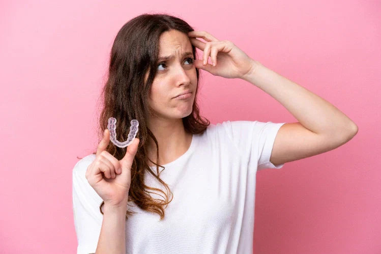 Una mujer pensando qué retenedor es mejor.